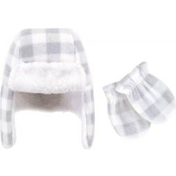 Hudson Baby Trapper Hat and Mitten Set - Gray/White Plaid (10154890)
