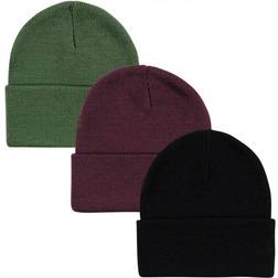 Hudson Baby Knit Cuffed Beanie 3-Pack - Green Burgundy (10115137)