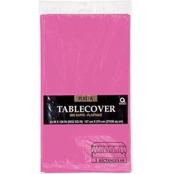 Amscan 54" x 108" Bright Pink Plastic Table cover, 12/Pack (77015.103)