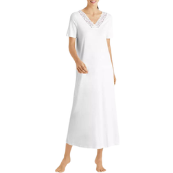 Hanro Moments Short Sleeve Long Gown - White