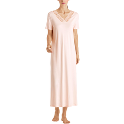 Hanro Moments Short Sleeve Long Gown - Crystal Pink
