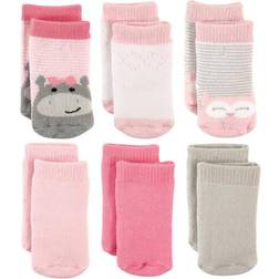 Luvable Friends Terry Crew Socks 6-pack - Hippo and Owl (10726172)