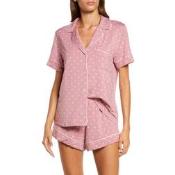 eberjey Gisele Relaxed Short PJ Set - Hearts-Acai/ Ivory