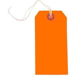 Jam Paper Gift Tags with String, Neon Orange, 100/Pack, Medium, 4 3/4 x 2 3/8