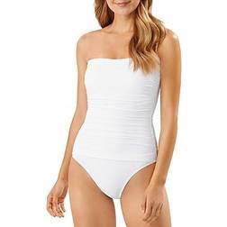 Tommy Bahama Pearl Shirred Bandeau One Piece Swimsuit - White