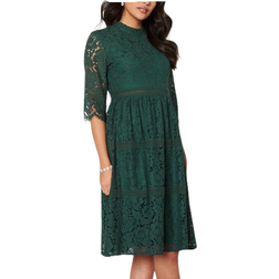 Happy Holly Madison Lace Dress - Dark Green