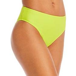 Frankies Bikinis Jenna Ribbed High Waist Bikini Bottom - Slime