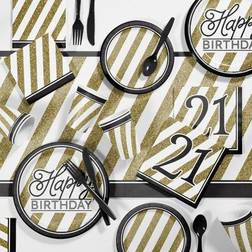 Black and Gold 21st Birthday Party Supplies Kit for 8 Guests