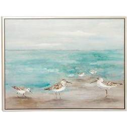 Olivia & May Coastal Birds on Seashore Framed Art 47x36"