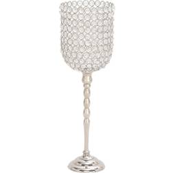 Olivia & May Glam Inverted Bell Shaped Aluminum Iron and Crystal Candle Holder 19"