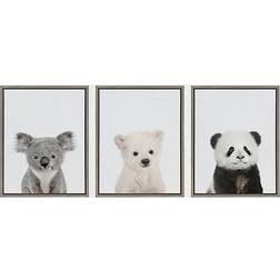 Kate & Laurel Sylvie Three Bears 3pcs Framed Art 18x24" 3