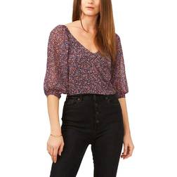 1.State Printed Puff Sleeve Top - Winter Willow