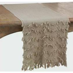 Saro Lifestyle Fringe Chevron Tablecloth Beige (182.88x40.64cm)