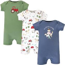 Hudson Baby Cotton Rompers 3-pack - Boy Farm Animals