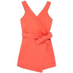 Habitual Mock Wrap Romper - Coral