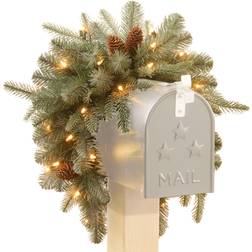 National Tree Company 36" Pre-Lit Arctic Spruce Mailbox Swag - Clear LED Lights Decoration 36"