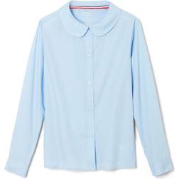 French Toast Girl's Plus Long Sleeve Modern Peter Pan Blouse - Blue