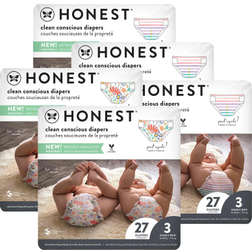 The Honest Company Clean Conscious Diapers, Rainbow Stripes + Flower Power, Size 3, 7-13kg, 27 Pcs