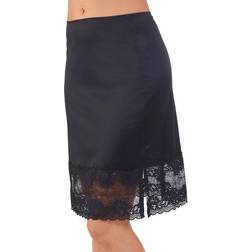 Vanity Fair Lace-Trim Half Slip Skirt - Midnight Black