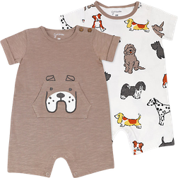 Organic Cotton Puppy Rompers 2-pack - Taupe