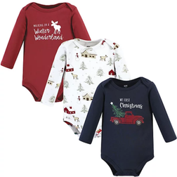 Hudson Cotton Long-Sleeve Bodysuits 3-pack - Boy Holiday Village