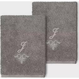 Linum Home Textiles Monogrammed J Guest Towel Gray (33.02x33.02)