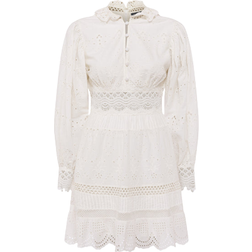 French Connection Biton Embroidery Mini Dress - Linen White