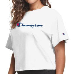 Champion Script C Logo Cropped T-shirt Plus - White