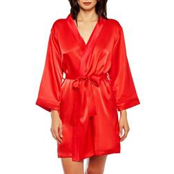 iCollection Women's Marina Lux 3/4 Sleeve Satin Robe - Red