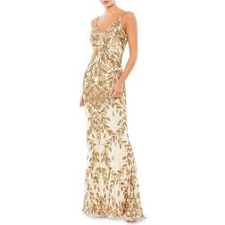 Mac Duggal Embellished Leaf Evening Gown - Nude/Gold