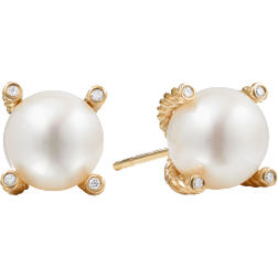 David Yurman Cable Stud Earrings - Gold/Pearls/Diamonds