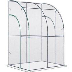 OutSunny Walk-In Lean to Greenhouse 4.5x4ft Stainless Steel PVC Plastic