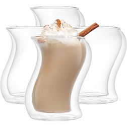 Joyjolt Pivot Double Walled Latte Glass 39.9cl 4pcs