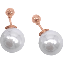 Adornia Double-Sided Ball Earrings - Rose Gold/Pearl