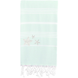Linum Home Textiles Lucky Glittery Starfish Pestemal Bath Towel Blue (182.88x91.44)