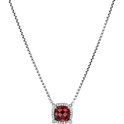 David Yurman Petite Chatelaine Pavé Bezel Pendant Necklace - Silver/Garnet/Diamonds
