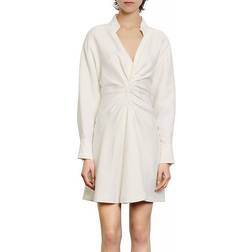 Sandro Celia Ruched Mini Dress - Ecru