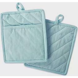 DII Solid Chambray Pot Holder Blue (22.86x20.32)