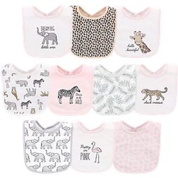 Hudson Cotton Bibs 10-pack Modern Pink Safari