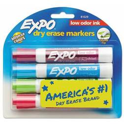 Expo Dry Erase Markers, Chisel Tip, Assorted, 4/Pack (81029) Quill