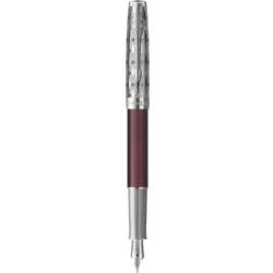 Parker Sonnet Metal & Red CT Fountain Pen Fine Nib 18K