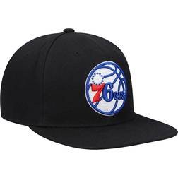 Mitchell & Ness Philadelphia 76ers English Dropback Snapback Hat - Black