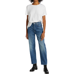 Mother The Curbside High Rise Straight Leg Ankle Jeans - Cowboys Don't Cry