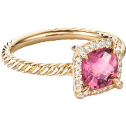 David Yurman Petite Chatelaine Pavé Bezel Ring - Gold/Tourmaline/Diamonds