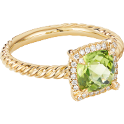 David Yurman Petite Chatelaine Pavé Bezel Ring - Gold/Peridot/Diamonds