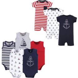 Hudson Infant Boy Cotton Bodysuits and Rompers 8-pack - Captain