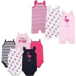 Hudson Infant Girl Cotton Bodysuits and Rompers 8-pack - Flamingo