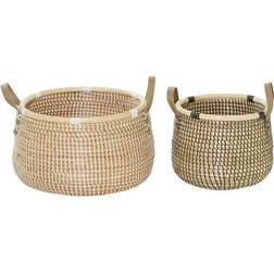 Litton Lane Banana Leaf Basket 17.8" 2