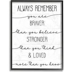 Stupell Braver Stronger Loved Family Inspirational Word Design Framed Art 16x20"