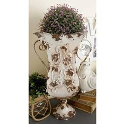 UMA Litton Lane Beige Metal Vintage Decorative Vase